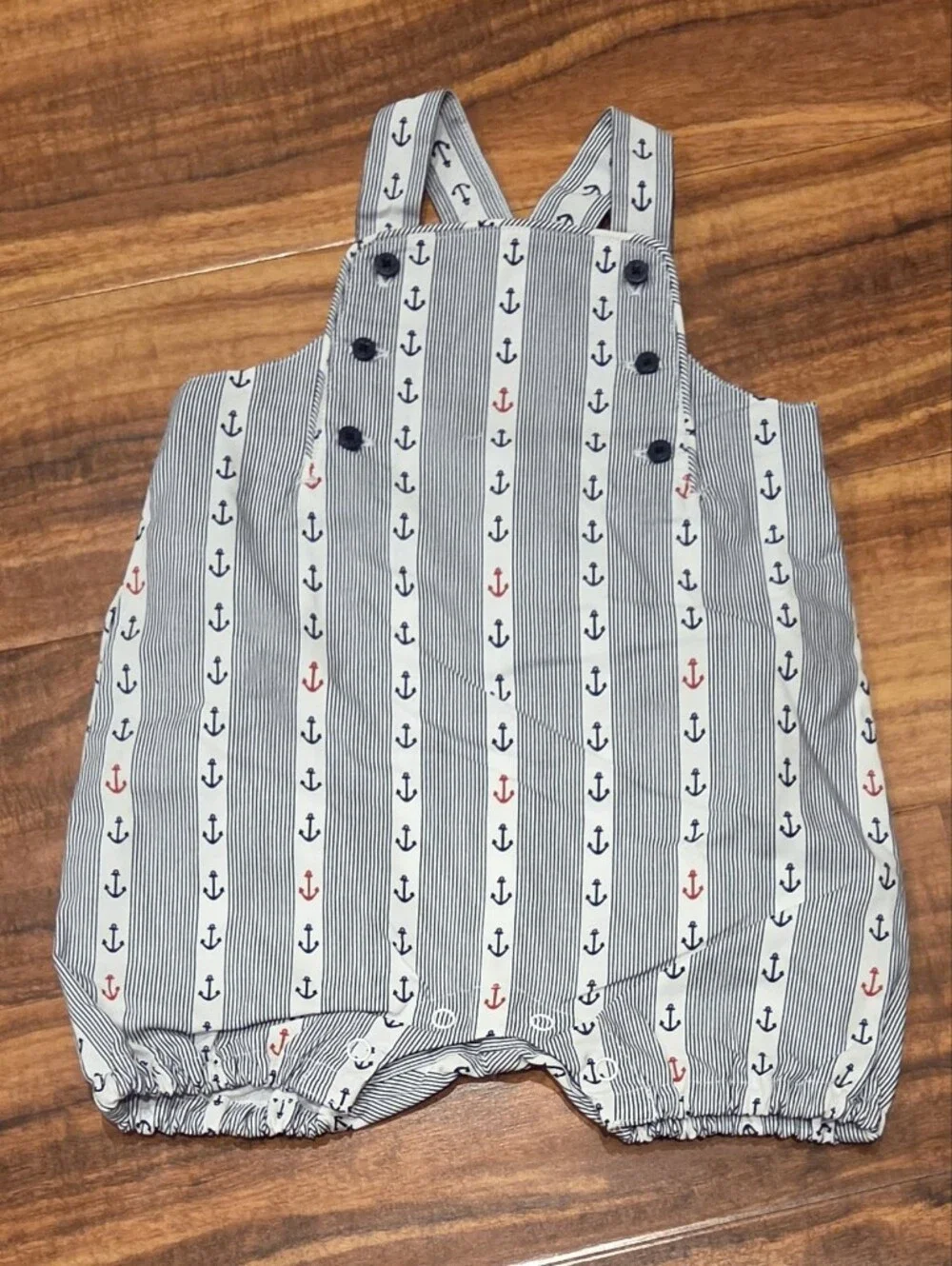 Janie and Jack NWT 0-3 Months Striped Anchor Shortall and Collared Bodysuit